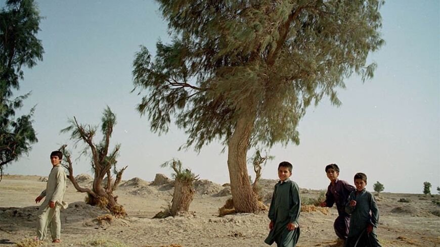 Young Iranian boys play under a tree beside a well outside Zabol in
south eastern Iran, July 17, 2001. Iran's Sistan-Baluchistan province
is suffering from a third consecutive year of drought which the United
Nations says has cost the country $2.6 billion in dammages this year,
up from $1.7 billion last year. Local officials say without rain
remaining water sources will dry up by December.
CJF - RTRKVRC