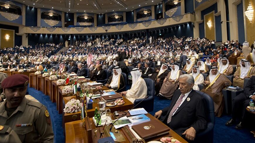 A general view of the opening ceremony of the 25th Arab League Summit, hosted by Kuwait Emir Sheikh Sabah al-Ahmed al-Sabah (not shown) in Bayan Palace, Kuwait March 25, 2014. REUTERS/Stephanie McGehee (KUWAIT - Tags: POLITICS ROYALS) - RTR3IGV0