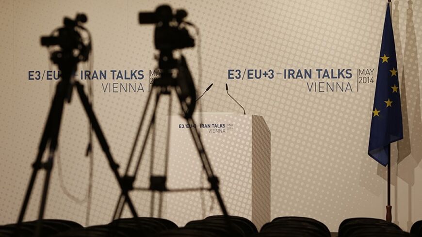 Video cameras are set up for the start of a news conference at the United Nations headquarters building (Vienna International Center) in Vienna May 14, 2014. Six world powers and Iran launch the decisive phase of diplomacy over Tehran's nuclear work during three-day talks starting in the VIC in Vienna on Wednesday, with the aim of resolving their decade-old dispute by July 20 despite skepticism a deal is possible. REUTERS/Leonhard Foeger (AUSTRIA - Tags: POLITICS ENERGY) - RTR3P2VB