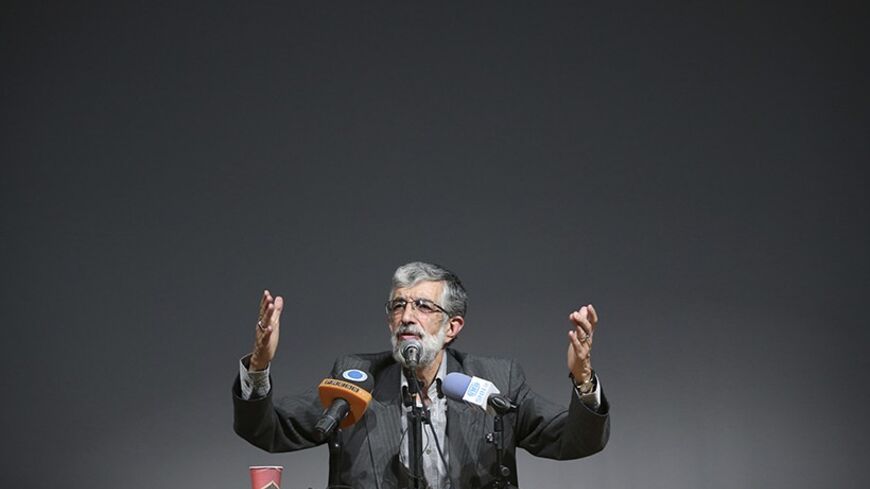 File photo taken May 20, 2013 shows former Iranian Speaker of Parliament and former presidential candidate Gholam-Ali Haddad-Adel, who has withdrawn from the presidential race. The Iranian presidential election will be held June 14. REUTERS/Fars News  (IRAN - Tags: POLITICS ELECTIONS PROFILE) ATTENTION EDITORS - THIS IMAGE WAS PROVIDED BY A THIRD PARTY. FOR EDITORIAL USE ONLY. NOT FOR SALE FOR MARKETING OR ADVERTISING CAMPAIGNS. THIS PICTURE IS DISTRIBUTED EXACTLY AS RECEIVED BY REUTERS, AS A SERVICE TO CLI