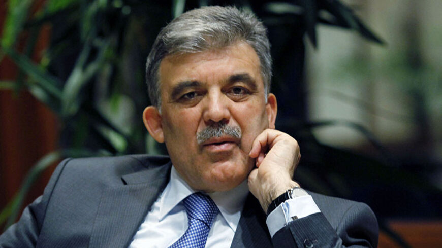 Turkey's President Abdullah Gul speaks to Reuters during an interview at the presidential palace in Istanbul March 1, 2012. Gul said on Thursday Russia and Iran would soon realise they had little choice but to join international diplomatic efforts for the removal of Syrian President Bashar al-Assad. To match Interview SYRIA-TURKEY/GUL        REUTERS/Osman Orsal (TURKEY - Tags: POLITICS) - RTR2YPBY