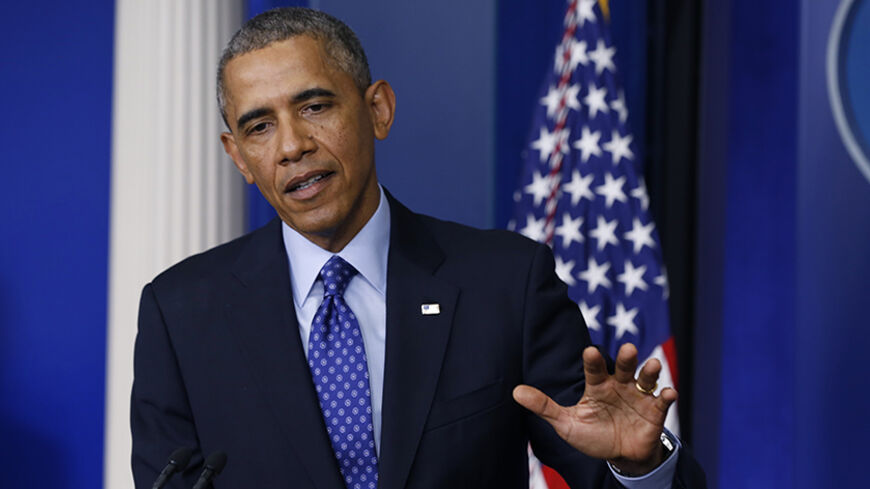 U.S. President Barack Obama speaks at the White House about the Iraq situation in Washington June 19, 2014.                REUTERS/Larry Downing (UNITED STATES  - Tags: POLITICS)   - RTR3UPCH