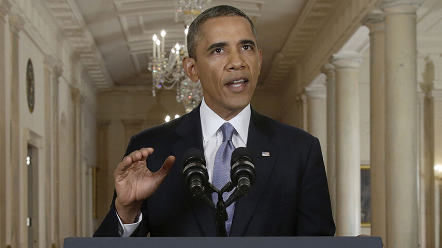 U.S. President Barack Obama addresses the nation about the situation in Syria from the East Room at the White House in Washington, September 10, 2013.   REUTERS/Evan Vucci/POOL   (UNITED STATES  - Tags: POLITICS CONFLICT)   - RTX13GSG