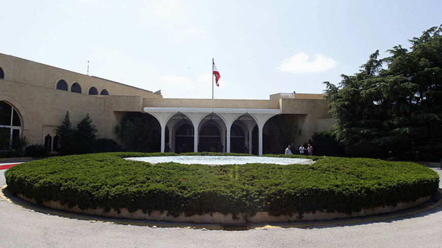 A general view of the presidential palace is seen during a farewell ceremony for Outgoing Lebanese President Michel Sleiman in Baabda, near Beirut, May 24, 2014.  
REUTERS/Mohamed Azakir  (LEBANON - Tags: POLITICS) - RTR3QNB0