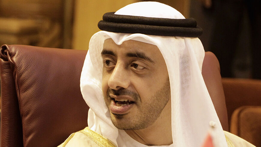 United Arab Emirates Minister of Foreign Affairs Sheikh Abdullah bin Zayed Al Nahyan attends an Arab League Foreign Ministers emergency meeting at the League's headquarters in Cairo, December 21, 2013. Deadly violence in the West Bank has increased in recent months and at least 19 Palestinians and four Israelis have been killed since U.S.-backed Israeli-Palestinian peace talks resumed in July after a three-year break. REUTERS/ Mohamed Abd El Ghany (EGYPT - Tags: POLITICS CIVIL UNREST) - RTX16QIT