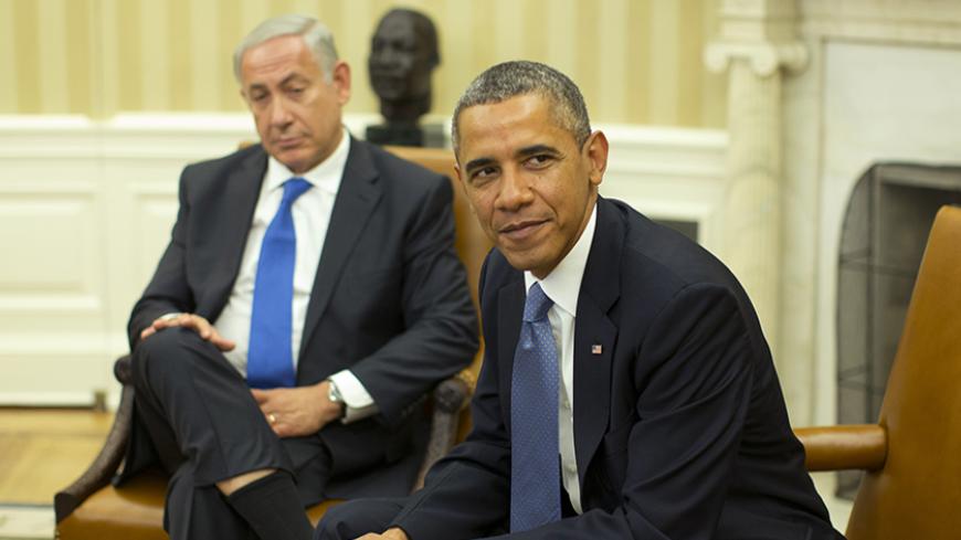 U.S. President Barack Obama meets with Israeli Prime Minister Benjamin Netanyahu in the Oval Office of the White House in Washington, September 30, 2013.      REUTERS/Jason Reed  (UNITED STATES - Tags: POLITICS) - RTR3FG0U