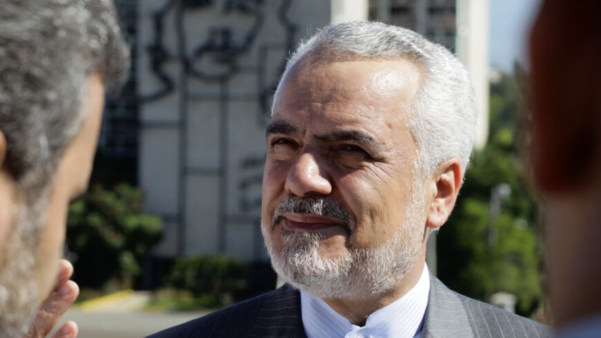 Iran's Vice President Mohammad Reza Rahimi speaks to Cuban officials in Havana's Revolution Square September 7, 2011. Rahimi is on an official visit to Cuba to take part in the Iran-Cuba 15th joint commission meeting.  REUTERS/Desmond Boylan (CUBA - Tags: POLITICS) - RTR2QX37