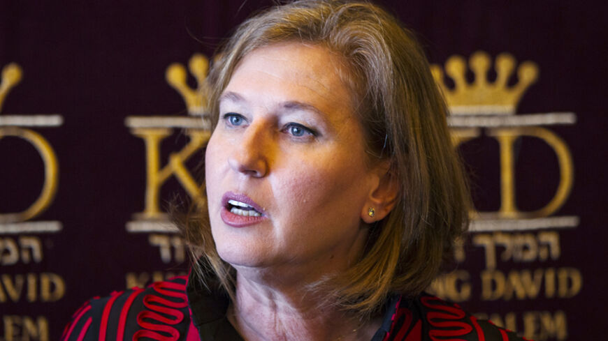 Tzipi Livni, Israel's justice minister and chief negotiator for renewed peace talks with the Palestinians, delivers a statement before her meeting with France's Foreign Minister Laurent Fabius (not pictured) in Jerusalem August 25, 2013. REUTERS/Baz Ratner (JERUSALEM - Tags: POLITICS HEADSHOT) - RTX12VWC
