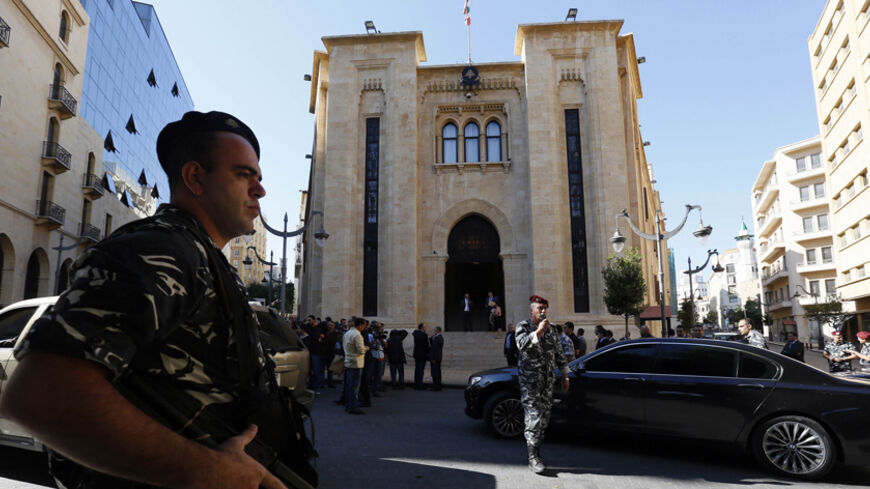 Police forces gather outside the parliament building in Downtown Beirut November 5, 2014. Lebanon's parliament extended its own mandate until 2017 on Wednesday, a move protesters camped outside and rights groups say denies citizens their democratic privileges. Lebanese politics has become deadlocked amid security concerns resulting from Syria's civil war next door. Parties supporting the extension bill say the security situation is too unstable to hold elections. This would be the second postponement of the