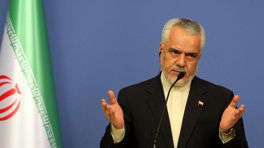 Iran's first vice President Mohammad Reza Rahimi speaks during a press conference with Turkish Prime Minister in Ankara on October 4, 2012.  AFP PHOTO / ADEM ALTAN        (Photo credit should read ADEM ALTAN/AFP/GettyImages)
