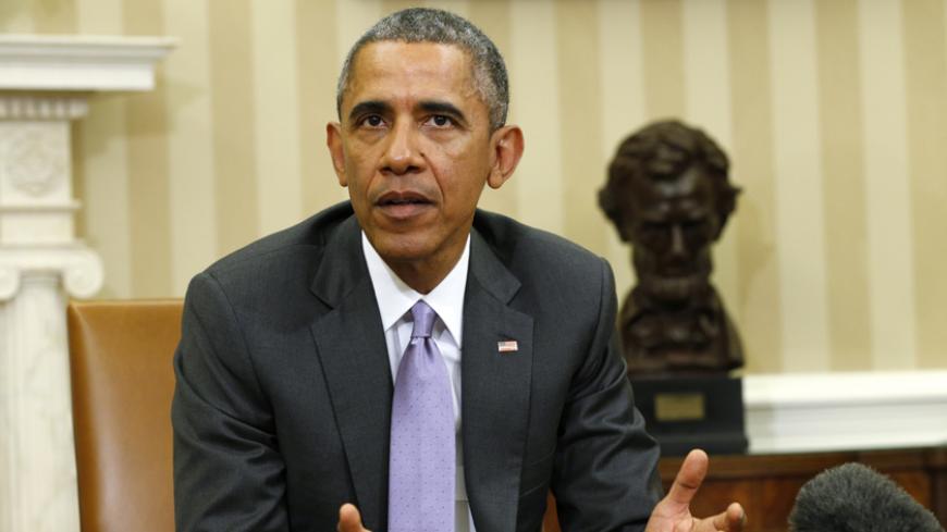 U.S. President Barack Obama speaks about Iran during his meeting with Secretary of Defense Ash Carter in the Oval Office of the White House in Washington March 3, 2015.
Obama on Tuesday told reporters "as far as I can tell, there was nothing new" in Israeli Prime Minister Benjamin Netanyahu's address to Congress panning U.S.-led nuclear talks with Iran. REUTERS/Kevin Lamarque (UNITED STATES - Tags: POLITICS MILITARY) - RTR4RXEB