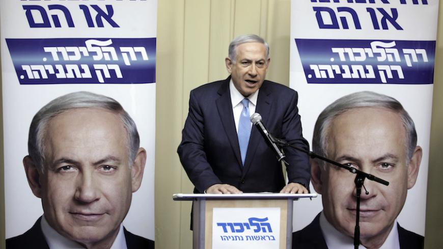 Israel's Prime Minister Benjamin Netanyahu delivers a statement in Jerusalem March 17, 2015. Millions of Israelis voted on Tuesday in a tightly fought election, with Netanyahu facing an uphill battle to defeat a strong campaign by the centre-left opposition to deny him a fourth term in office. REUTERS/Uri Lenz (JERUSALEM - Tags: POLITICS ELECTIONS) - RTR4TQC3