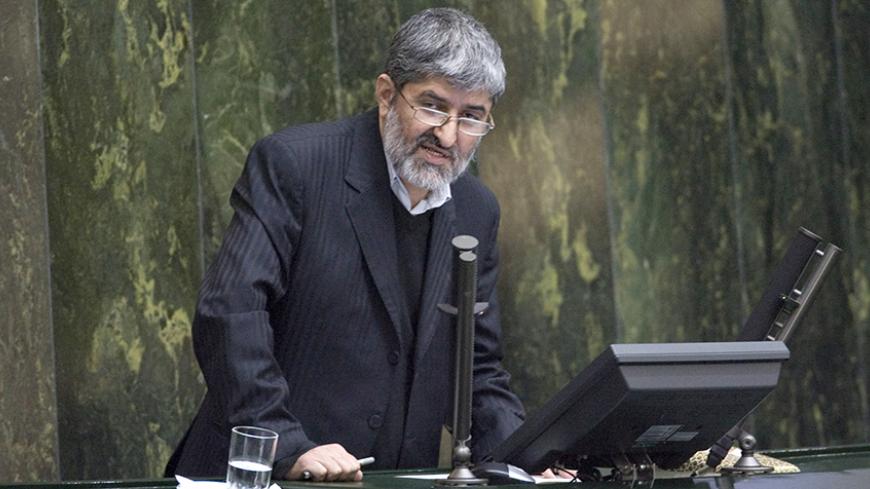 EDITORS' NOTE: Reuters and other foreign media are subject to Iranian restrictions on leaving the office to report, film or take pictures in Tehran.

Iranian lawmaker Ali Motahari speaks in the Iranian parliament in Tehran November 15, 2009. REUTERS/Morteza Nikoubazl (IRAN POLITICS) - RTXQR8X