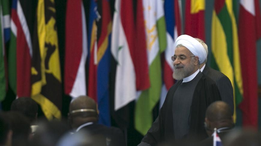 Iran's President Hassan Rouhani  arrives to attend the closing statement for the Asian-African Conference in Jakarta April 23, 2015. 
REUTERS/Darren Whiteside - RTX19YAE