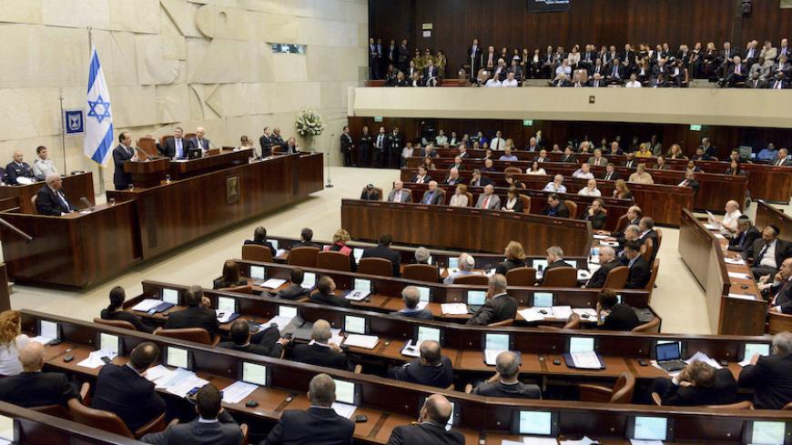 France's President Francois Hollande addresses the Knesset, the Israeli parliament, in Jerusalem November 18, 2013. Hollande called on Israel on Monday to halt settlement building on occupied territory, saying it hampers chances for a peace agreement with the Palestinians. REUTERS/Debbie Hill/Pool (JERUSALEM - Tags: POLITICS) - RTX15J2L