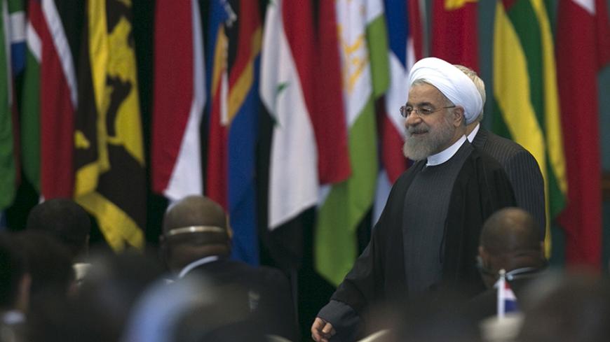 Iran's President Hassan Rouhani  arrives to attend the closing statement for the Asian-African Conference in Jakarta April 23, 2015. 
REUTERS/Darren Whiteside - RTX19YAE
