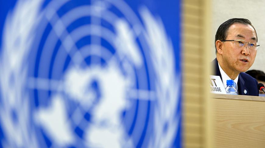 United Nations Secretary-General Ban Ki-moon delivers remarks on July 1, 2013 at the opening of the High-level Segment of the 2013 substantive session of the Economic and Social Council (ECOSOC) in Geneva. AFP PHOTO / FABRICE COFFRINI        (Photo credit should read FABRICE COFFRINI/AFP/Getty Images)