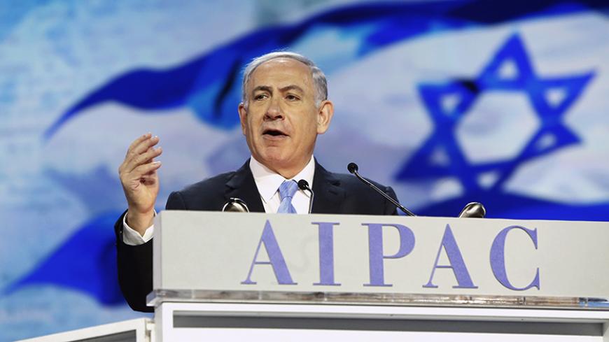 Israel's Prime Minister Benjamin Netanyahu addresses the American Israel Public Affairs Committee (AIPAC) policy conference in Washington, March 2, 2015. Netanyahu said on Monday that the alliance between his country and the United States is "stronger than ever" and will continue to improve. REUTERS/Jonathan Ernst (UNITED STATES - Tags: POLITICS TPX IMAGES OF THE DAY) - RTR4RS4Q