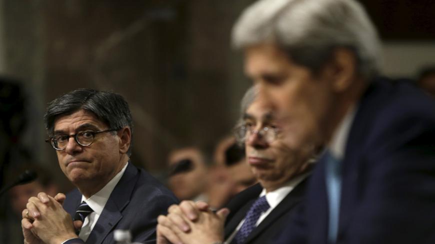 U.S. Secretary of the Treasury Jack Lew (L) listens to U.S. Secretary of State John Kerry (R) as they appear before the Senate Foreign Relations Committee in Washington July 23, 2015. U.S. lawmakers skeptical about the nuclear deal with Iran promised to press senior Obama administration officials to make more information about it public at a Senate hearing on Thursday as Congress begins its two-month review of the agreement.
REUTERS/Gary Cameron
- RTX1LJNB