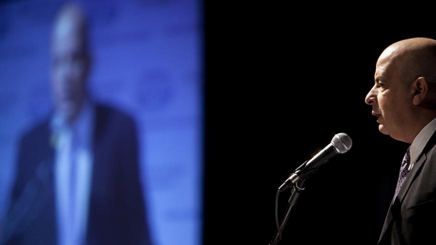 Yuval Diskin, Israel's domestic security chief, makes a public speech at a homeland security conference in Tel Aviv November 1, 2010. Diskin identified cyber technologies as an ascendant international security threat. REUTERS/Nir Elias (ISRAEL - Tags: POLITICS SCI TECH) - RTXU3F3