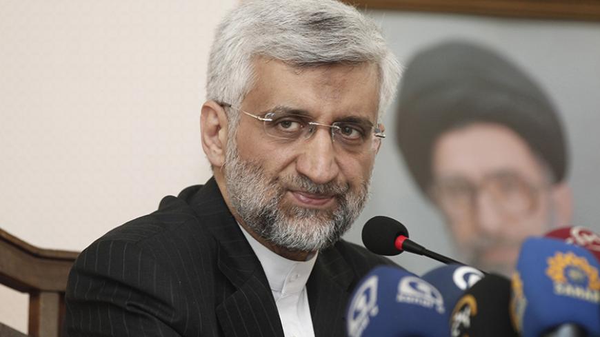 Iran's chief negotiator Saeed Jalili attends a news conference at the Iranian Consulate in Istanbul May 16, 2013. Iran is prepared to pursue nuclear diplomacy with world powers before or after next month's presidential election in the Islamic Republic, its chief negotiator said on Thursday.  REUTERS/Osman Orsal (TURKEY - Tags: POLITICS TPX IMAGES OF THE DAY) - RTXZOPK
