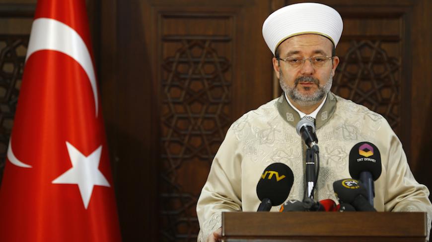 Mehmet Gormez, head of Turkey's Religious Affairs Directorate, addresses the media in Ankara January 8, 2015. REUTERS/Umit Bektas (TURKEY - Tags: POLITICS RELIGION) - RTR4KMRF