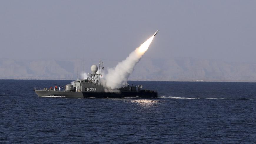A new medium-range missile is fired from a naval ship during Velayat-90 war game on Sea of Oman near the Strait of Hormuz in southern Iran January 1, 2012. Iran test-fired a new medium-range missile, designed to evade radars, on Sunday during the last days of its naval drill in the Gulf, the official IRNA news agency quoted a military official as saying. REUTERS/Jamejamonline/Ebrahim Norouzi (IRAN - Tags: POLITICS MILITARY TPX IMAGES OF THE DAY) THIS IMAGE HAS BEEN SUPPLIED BY A THIRD PARTY. IT IS DISTRIBUT