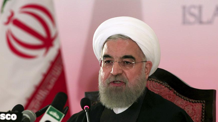 Iran's President Hassan Rouhani speaks during a news conference in Islamabad, Pakistan, March 26, 2016.  REUTERS/Faisal Mahmood   - RTSCBFN