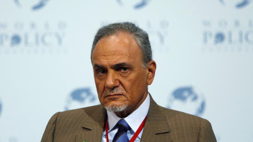 Prince Turki al-Faisal al-Saud of Saudi Arabia attends a plenary session at the 1st World Policy Conference in Evian October 6, 2008.  REUTERS/Denis Balibouse (FRANCE) - RTX995U
