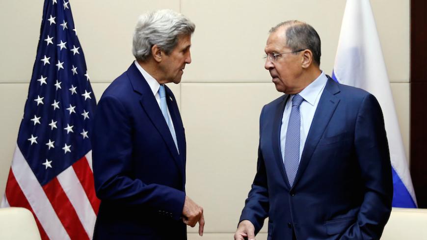 U.S. Secretary of State John Kerry (L) meets Russia's foreign minister Sergey Lavrov during a bilateral meeting at the sidelines of the ASEAN foreign ministers meeting in Vientiane, Laos July 26, 2016. REUTERS/Jorge Silva - RTSJMOU