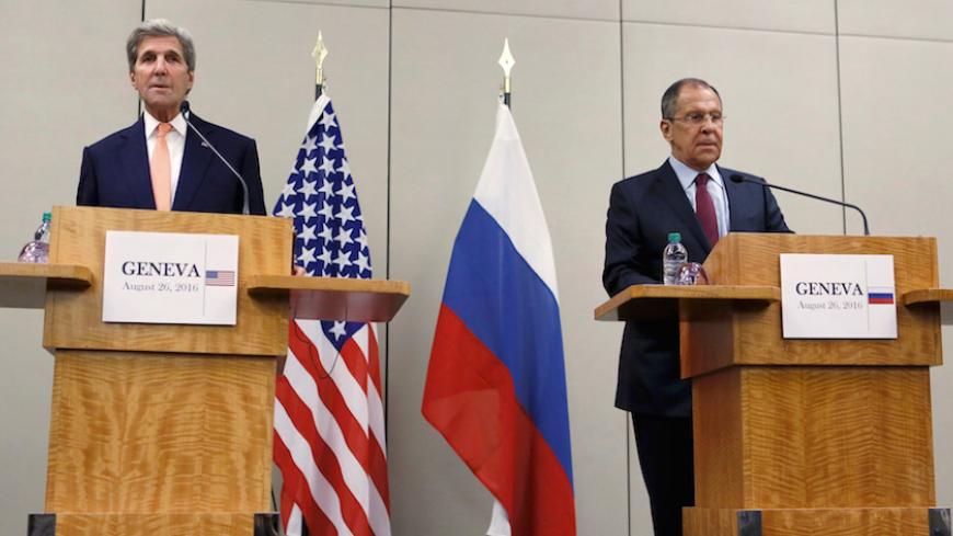 U.S. Secretary of State John Kerry (L) and Russian Foreign Minister Sergei Lavrov attend a news conference after a meeting on Syria in Geneva, Switzerland, August 26, 2016. REUTERS/Pierre Albouy     TPX IMAGES OF THE DAY      - RTX2N836