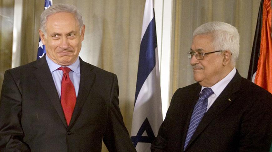 JERUSALEM, ISRAEL - SEPTEMBER 15: (L-R) Israeli Prime Minister Benjamin Netanyahu and President of the Palestinian Authority Mahmoud Abbas meet at Netanyahu's residence September 15, 2010 in Jerusalem, Israel. Netanyahu and Abbas are deadlocked in peace negotiations over Israeli settlement building. (Photo by Lior Mizrahi-Pool/Getty Images)