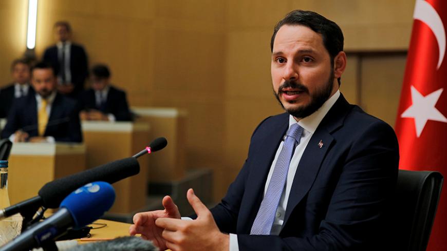 Turkey's Energy Minister Berat Albayrak addresses the media in Ankara, Turkey July 27, 2016. REUTERS/Umit Bektas  - RTSJWB9