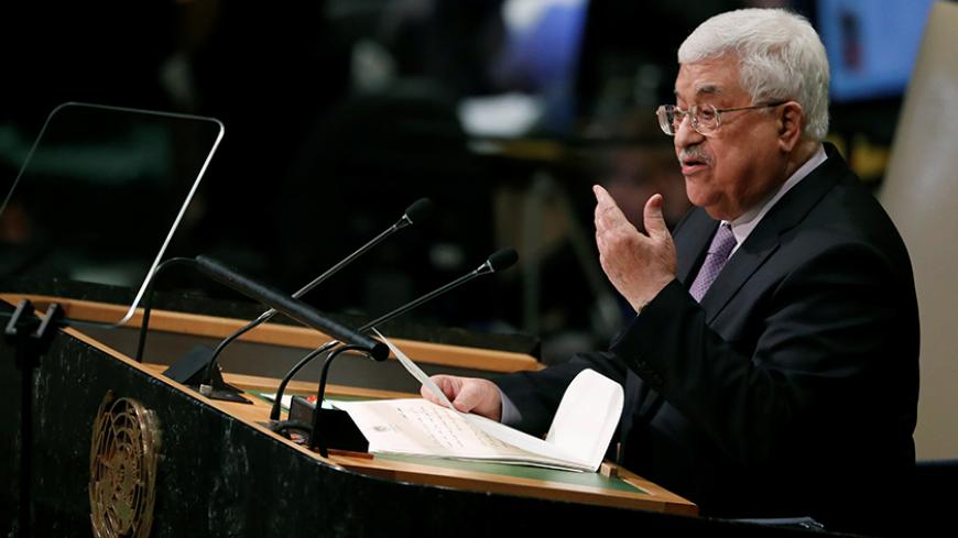 Palestinian President Mahmoud Abbas addresses the United Nations General Assembly in the Manhattan borough of New York, U.S., September 22, 2016. REUTERS/Lucas Jackson - RTSOZTX