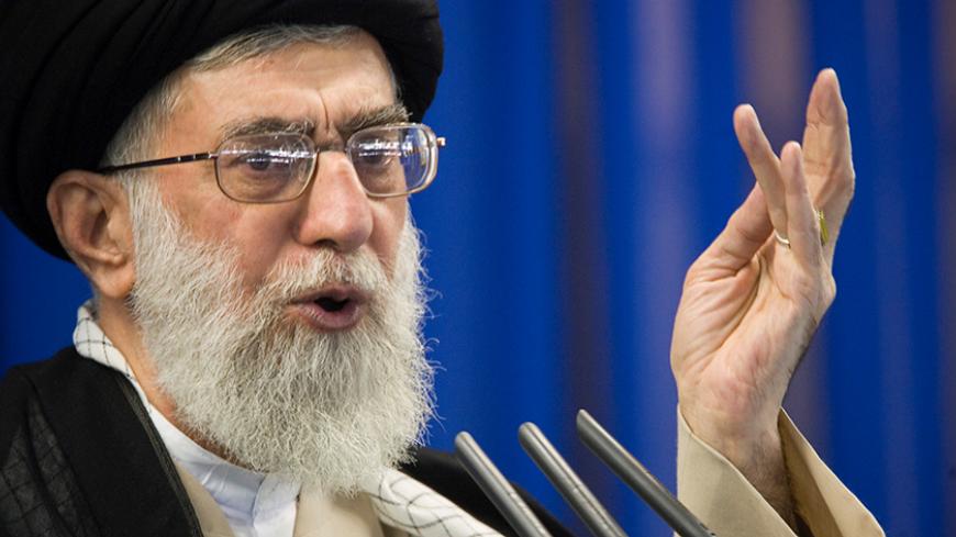 Iran's Supreme Leader Ayatollah Ali Khamenei speaks during Friday prayers in Tehran September 14, 2007. REUTERS/Morteza Nikoubazl/File Photo - RTX2FG6B