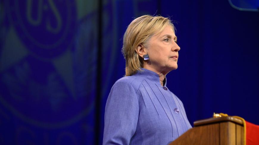 Democratic presidential nominee Hillary Clinton addresses the National Convention of the American Legion in Cincinnati, Ohio, U.S., August 31, 2016. REUTERS/Bryan Woolston - RTX2NR6F