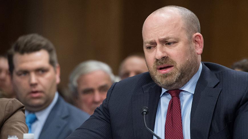 Assistant Treasury Secretary for Terrorist Financing Daniel Glaser testifies before a Senate Foreign Relations Committee hearing on the situation in Ukraine on Capitol Hill in Washington on May 6, 2014.   AFP PHOTO/Nicholas KAMM        (Photo credit should read NICHOLAS KAMM/AFP/Getty Images)