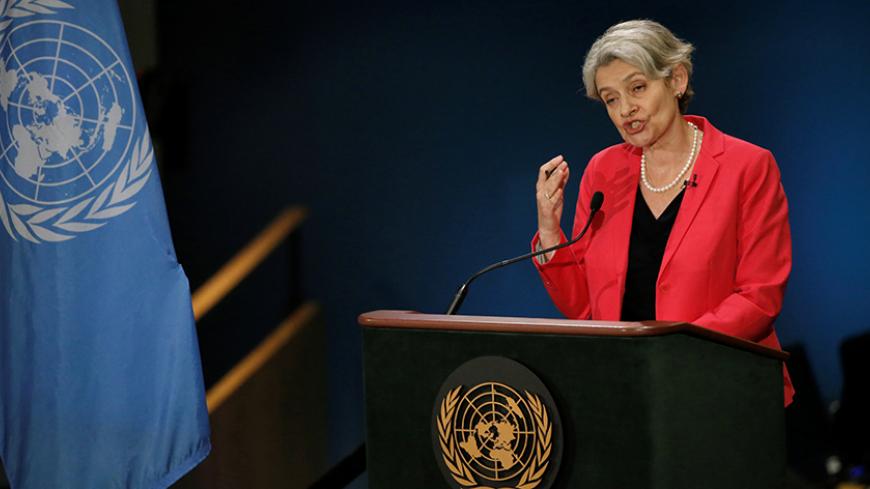 United Nations cultural organization UNESCO Director-General Irina Bokova of Bulgaria speaks during a debate in the United Nations General Assembly between candidates vying to be the next U.N. Secretary General at U.N. headquarters in Manhattan, New York, U.S., July 12, 2016. REUTERS/Mike Segar - RTSHN99