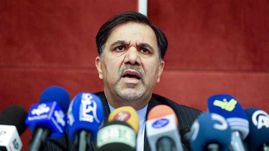 Iranian minister of transportation Abbas Ahmad Akhoundi speaks during the CAPA 2016 Iran Aviation Summit in the capital Tehran, on January 24, 2016.
Iran says it will buy 114 Airbus planes to revitalise its ageing fleet, in the first major commercial deal announced since the lifting of sanctions under its nuclear agreement. News of the Airbus deal came as aviation representatives from 85 companies met in Tehran to assess ways to do business in the Islamic republic after sanctions were removed.  / AFP / STR 