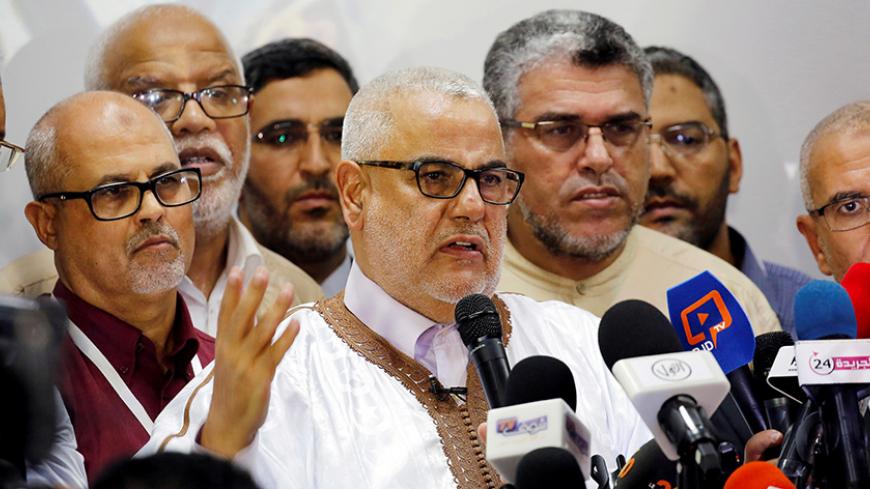 Abdelilah Benkirane, secretary-general of Morocco's Islamist Justice and Development Party (PJD) speaks during a new conference at the party's headquarters in Rabat, Morocco early October 8, 2016. REUTERS/Youssef Boudlal/File Photo     TPX IMAGES OF THE DAY  - RTSRNBW