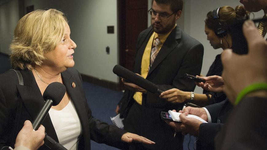 US Congresswoman Ileana Ros-Lehtinen, R-Florida, talks to reporters on Capitol Hill in Washington, DC, September 1, 2013, before a closed members-only security briefing on Syria. Ros-Lehtinen says she thinks the President did the right thing by asking for Congressional approval, but she wants to see approval from the American people and the support of our allies.  AFP PHOTO/Jim WATSON        (Photo credit should read JIM WATSON/AFP/Getty Images)