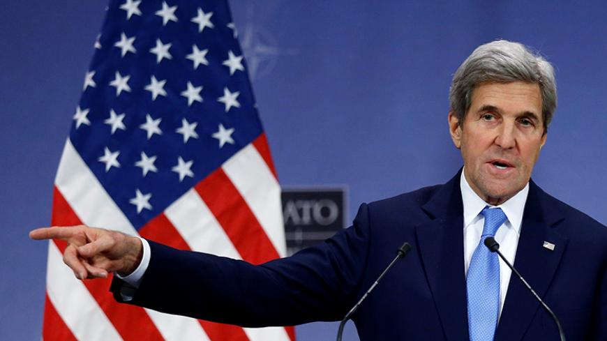 U.S. Secretary of State John Kerry addresses a news conference during a NATO foreign ministers meeting at the Alliance headquarters in Brussels, Belgium, December 6, 2016. REUTERS/Francois Lenoir - RTSUY19