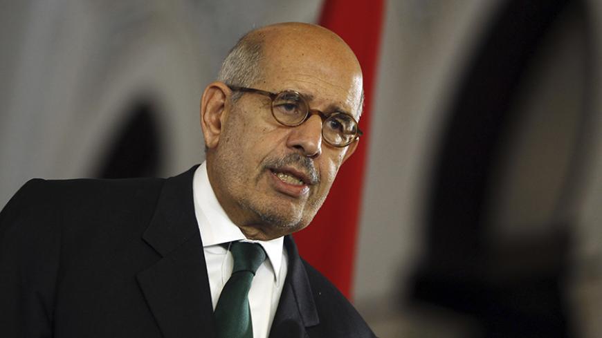 Egypt's interim Vice President Mohamed ElBaradei speaks during a news conference with European Union foreign policy chief Catherine Ashton (unseen) at El-Thadiya presidential palace in Cairo July 30, 2013. Egypt's rulers allowed Ashton to meet deposed President Mohamed Mursi, the first time an outsider was given access to him since the army overthrew him and jailed him a month ago, but ruled out involving him in any negotiations. She revealed little about what she called a "friendly, open and very frank" tw