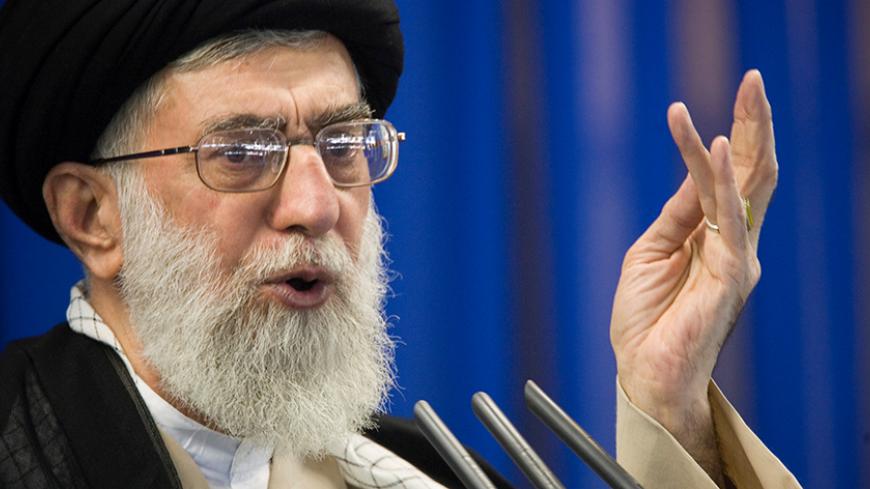 Iran's Supreme Leader Ayatollah Ali Khamenei speaks during Friday prayers in Tehran September 14, 2007. REUTERS/Morteza Nikoubazl/File Photo - RTX2FG6B