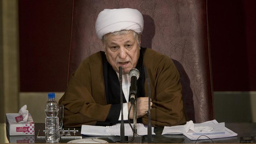 EDITORS' NOTE: Reuters and other foreign media are subject to Iranian restrictions on their ability to report, film or take pictures in Tehran.
Akbar Hashemi Rafsanjani, head of Iran's Assembly of Experts, speaks during the 7th session of the Assembly in Tehran February 23, 2010. REUTERS/Morteza Nikoubazl (IRAN - Tags: POLITICS) - RTR2AQWC
