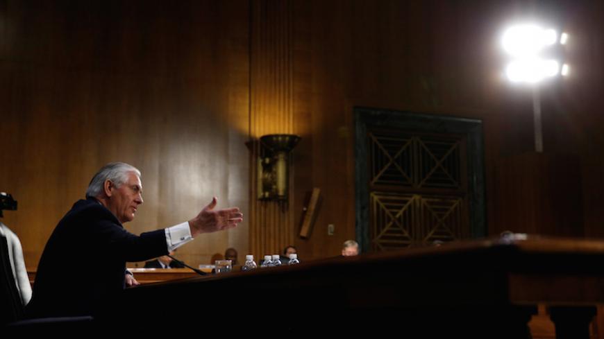 Rex Tillerson, the former chairman and chief executive officer of Exxon Mobil, testifies during a Senate Foreign Relations Committee confirmation hearing to become U.S. Secretary of State on Capitol Hill  in Washington  January 11, 2017. REUTERS/Kevin Lamarque - RTX2YJ08