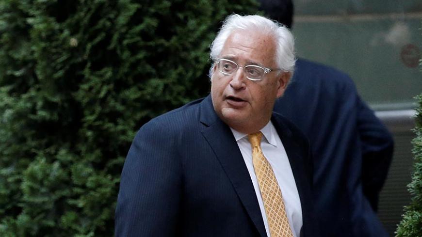 Attorney David Friedman arrives at a private fundraiser for then-Republican presidential candidate Donald Trump in the Manhattan borough of New York City, June 21, 2016. Friedman is U.S. President-elect Donald Trump's designated Ambassador to Israel. Picture taken June 21, 2016. REUTERS/Mike Segar - RTX2XAMD