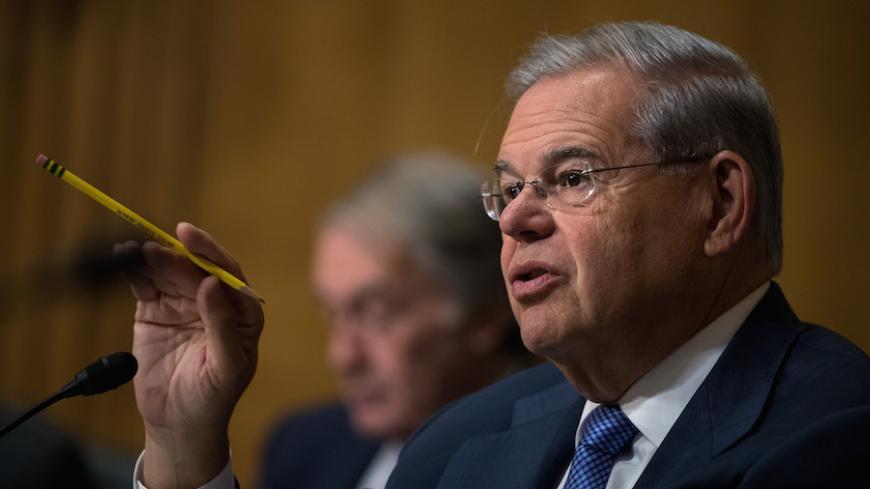 WASHINGTON, DC - MAY 26: Sen. Robert 'Bob' Menendez (D-NJ) questions witnesses during a Senate Foreign Relations Committee hearing concerning cartels and the U.S. heroin epidemic, on Capitol Hill, May 26, 2016, in Washington, DC. According to the U.S. Centers for Disease Control and Prevention, from 2002 to 2013 the rate of heroin-related deaths quadrupled in the United States, with most of the increase coming after 2010. (Photo by Drew Angerer/Getty Images)