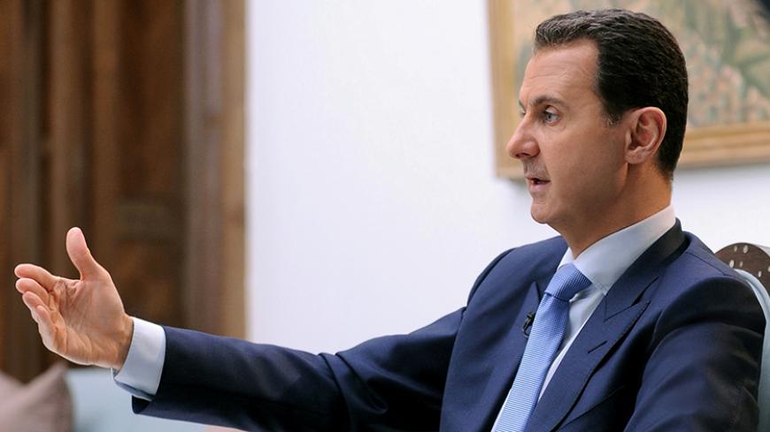 Syria's President Bashar al-Assad speaks during an interview with Croatian newspaper Vecernji List in Damascus, Syria, in this handout picture provided by SANA on April 6, 2017. SANA/Handout via REUTERS ATTENTION EDITORS - THIS IMAGE WAS PROVIDED BY A THIRD PARTY. EDITORIAL USE ONLY. REUTERS IS UNABLE TO INDEPENDENTLY VERIFY THIS IMAGE. - RTX34BQA