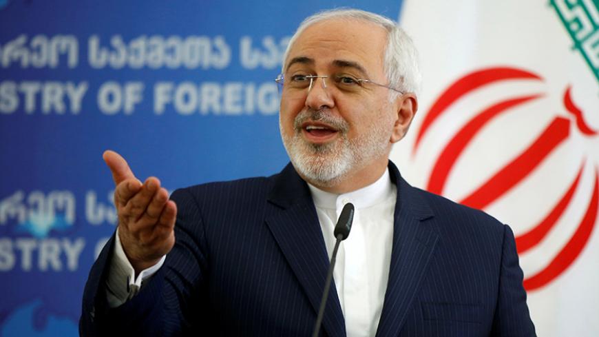 Iranian Foreign Minister Mohammad Javad Zarif speaks to the media in Tbilisi, Georgia, April 18, 2017. REUTERS/David Mdzinarishvili - RTS12PQO